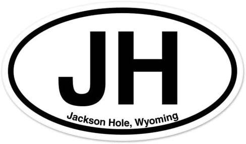 ملصق نافذة السيارة من الفينيل البيضاوي JH Jackson Hole Wyoming WY مقاس 3 بوصة × 2 بوصة in Kuwait