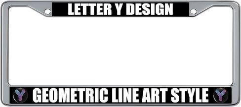Letter Y Gradient Neon Blue Pink Purple Geometric Line Art Design - License Plate Frame (2 Pack), Chrome Car Tag Holder in Kuwait