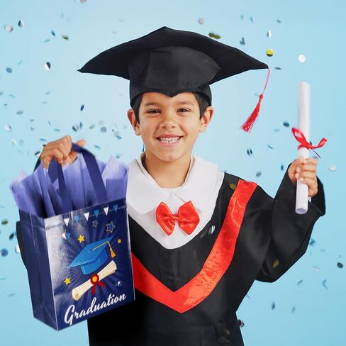 ysmile 12 Pack Medium Size Graduation Gift Bag with Tissue Paper Bulk 9.8" Non Woven Gifts Bag Reusable in Kuwait
