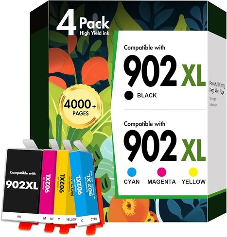 902XL 902 6978 خراطيش الحبر كومبو حزمة بديلة لطابعات HP 902 XL حزمة كومبو باللون الأسود واللون لـ OfficeJet Pro 6978 6968 6970 6958 6962 6975 6960 6965 6971 6974 6976 6979-4 Pack in Kuwait