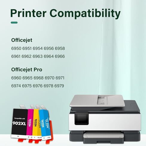 902XL 902 6978 خراطيش الحبر كومبو حزمة بديلة لطابعات HP 902 XL حزمة كومبو باللون الأسود واللون لـ OfficeJet Pro 6978 6968 6970 6958 6962 6975 6960 6965 6971 6974 6976 6979-4 Pack in Kuwait
