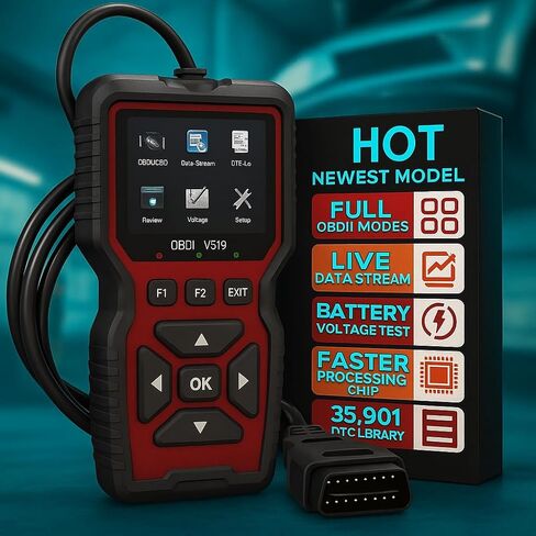 Enhanced OBD2 Auto Diagnostic Scanner, Vehicle Trouble Code Reader with Live Data Stream, Battery Voltage Test, and Oxygen Sensor Check, 35901 DTC Library in Kuwait