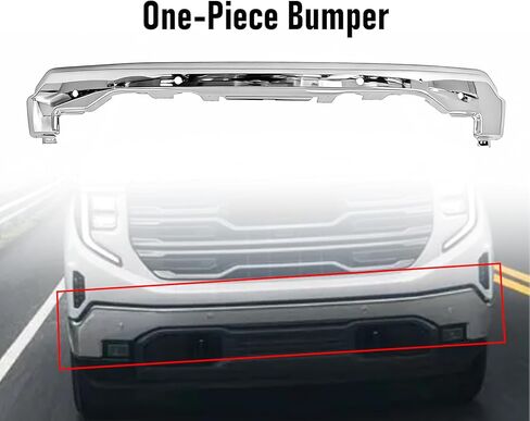 Front Bumper Face Bar W/Sensor Holes Compatible with 2022 2023 2024 2025 2026 G-MC Sierra 1500 Replaces 84878742, GM1002901 One-Piece Chrome Steel in Saudi Arabia