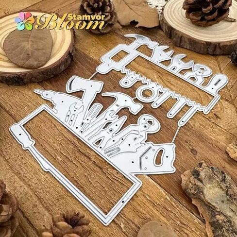 Fathers Day Birthday Tools Rrames Greeting Card Metal Die Cuts,Snowflake Flower Leaf Cutting Dies Cut Stencils DIY Scrapbooking Decorative Embossing Paper Scrapbooking Card Making in Kuwait