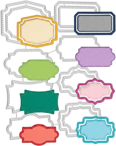 3D Backgrounds Frame Metal Cutting Die, 8 Styles Labels Die-Cuts, Cutting Dies for Scrapbooking, Card Making, DIY Album, Paper Craft, Party Wedding Decorations (6.2x5.1 Inch) in Kuwait