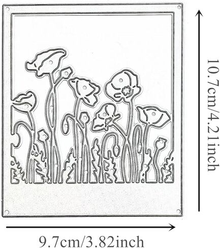 Rectangle Flower Frame Metal Die Cuts,Square Poppy Flowers Frame Wedding Cutting Dies Cut Stencils for DIY Photo Decorative Embossing Paper Dies for Scrapbooking Card Making in Kuwait