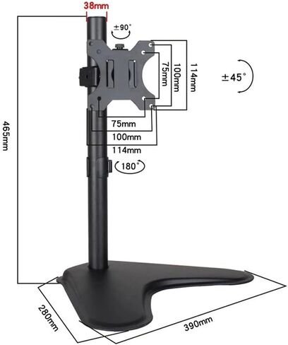 10 to 32 inch Monitor Stand Single 45° Tilt & 90° Swivel & 360° Rotation 75x75mm 100x100 Desk in Saudi Arabia