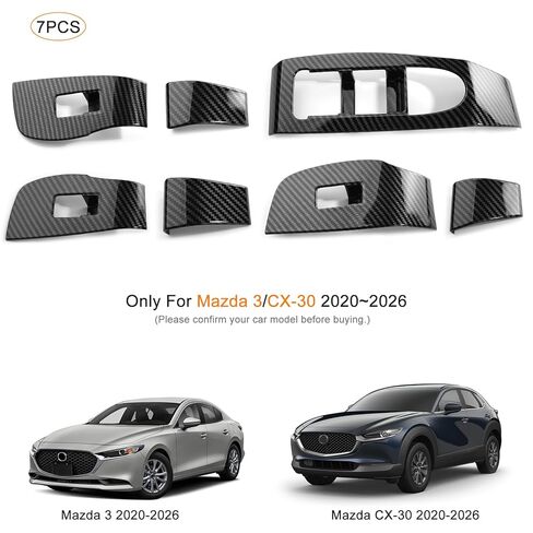 for Mazda 3 CX-30 2024 2023 2022 2021 2020 Accessories ABS Sporty Auto Car Armrest Window Lift Down Control Panel Door Lock Switch Cover Trim -Carbon Fiber Style in Saudi Arabia