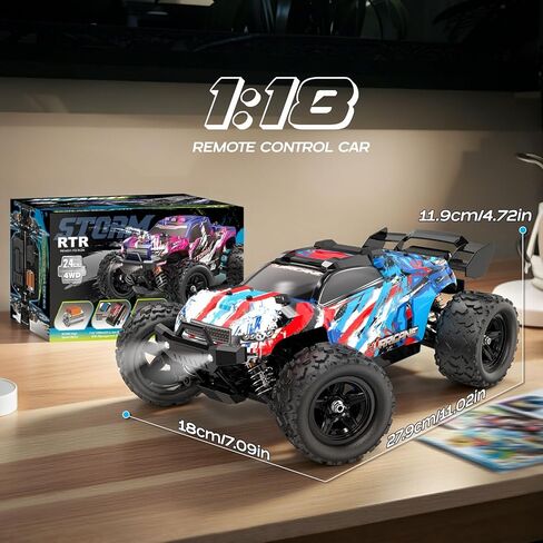 YESHIN 1:18 RC Cars 40km/h Speed 4X4 Off Road Remote Control Car, Waterproof Electric Powered All Terrain Toys Vehicles with 2 Rechargeable Batteries 2 Shells, Xmas Gifts for Kid and Adults in Saudi Arabia