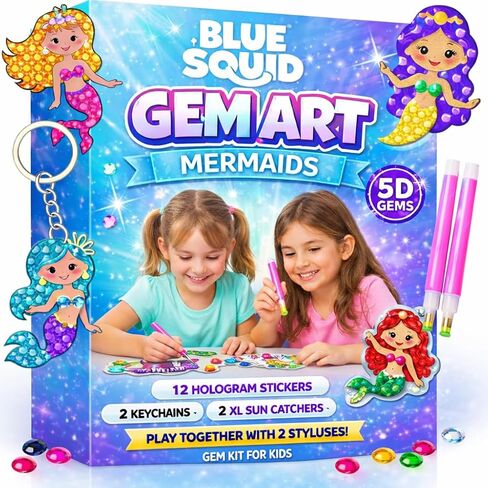 Blue Squid Diamond Art Kits for Kids – Easy DIY 5D Gem Art Diamond Painting Kits for Unicorn and Mermaid - Arts & Crafts Kit for Kids, Girls, Boys Ages 6 7 8 9 10 11 12 in Saudi Arabia
