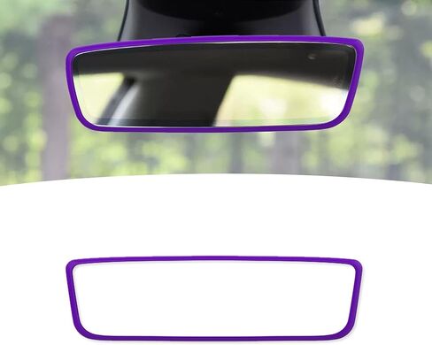 Car Rear View Mirror Protector Frame, Silicone Auto Rearview Edge Protection Cover Compatible with Model 3 and Y, Vehicle Interior Rear View Trim Frame Decoration, Car Accessories (Purple) in Kuwait