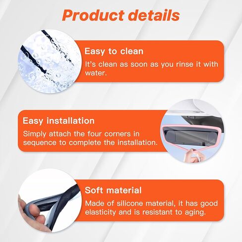 Car Rear View Mirror Protector Frame, Silicone Auto Rearview Edge Protection Cover Compatible with Model 3 and Y, Vehicle Interior Rear View Trim Frame Decoration, Car Accessories (Purple) in Kuwait