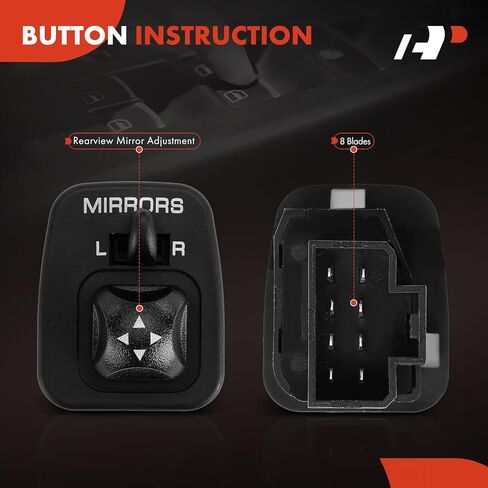 A-Premium Power Mirror Switch Compatible with 1997-2005 Ford F150 F250 F350 Super Duty Excursion Expedition Escort Thunderbird Windstar Sable, Front Left Driver Side, Replaces# F65Z17B676AB in Kuwait