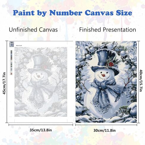 MEIYUDA Snowman Paint by Numbers Kit for Adults, Christmas Paint by Numbers for Beginners, DIY Winter Acrylic Oil Painting by Number on Canvas Without Frame for Home Wall Decor 12x16in in Kuwait