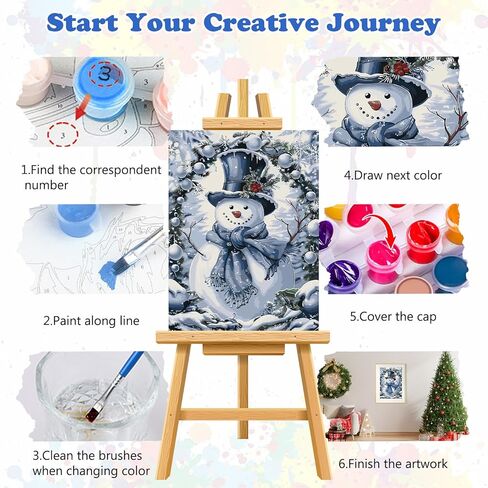 MEIYUDA Snowman Paint by Numbers Kit for Adults, Christmas Paint by Numbers for Beginners, DIY Winter Acrylic Oil Painting by Number on Canvas Without Frame for Home Wall Decor 12x16in in Kuwait