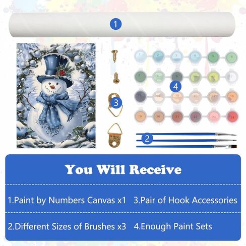 MEIYUDA Snowman Paint by Numbers Kit for Adults, Christmas Paint by Numbers for Beginners, DIY Winter Acrylic Oil Painting by Number on Canvas Without Frame for Home Wall Decor 12x16in in Kuwait
