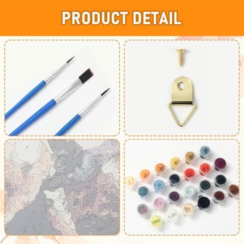 Whaline Halloween Fall DIY Paint by Number Kits Unframed Witch Maple Leaves Oil Painting Canvas Acrylic Filling Painting by Number for Autumn Home Party Wall Decoration, 16 x 20 Inch in Kuwait