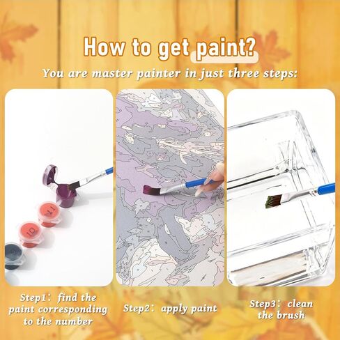 Whaline Halloween Fall DIY Paint by Number Kits Unframed Witch Maple Leaves Oil Painting Canvas Acrylic Filling Painting by Number for Autumn Home Party Wall Decoration, 16 x 20 Inch in Kuwait