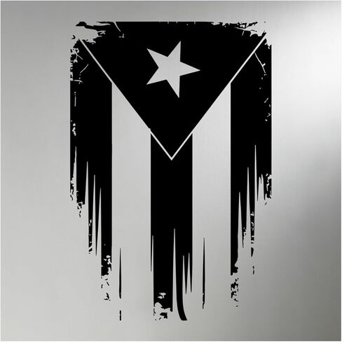 Puerto Rican Flag Decal Distressed Vertical Black and White Puerto Rico Sticker Waterproof Vinyl Car Bumper Window Laptop Decoration Patriotic Island Pride Gift 7 Inches in Saudi Arabia