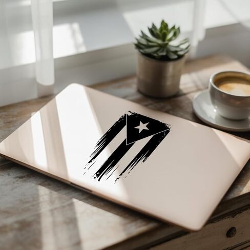 Puerto Rican Flag Decal Distressed Vertical Black and White Puerto Rico Sticker Waterproof Vinyl Car Bumper Window Laptop Decoration Patriotic Island Pride Gift 7 Inches in Saudi Arabia