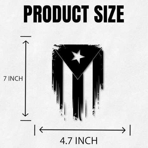 Puerto Rican Flag Decal Distressed Vertical Black and White Puerto Rico Sticker Waterproof Vinyl Car Bumper Window Laptop Decoration Patriotic Island Pride Gift 7 Inches in Saudi Arabia