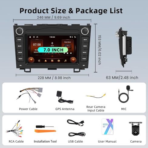 [6G+128G] 8-Core Car Radio for Honda CRV 2007-2011 Android Car Stereo with Bluetooth GPS,Hodozzy 9 Inch Touch Screen with Wireless Carplay Android Auto,WiFi USB,DSP,FM RDS in Saudi Arabia
