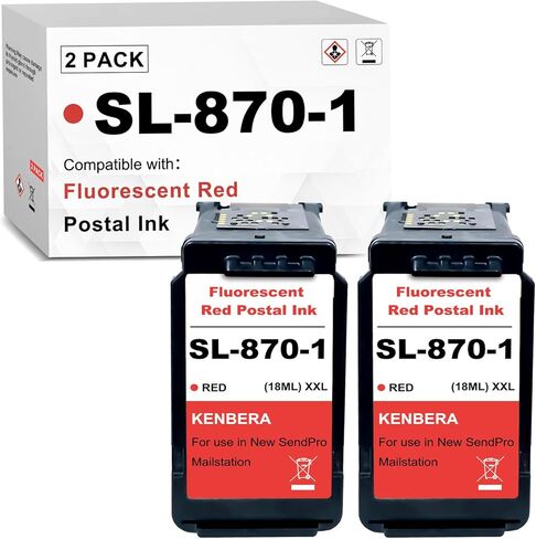 SL-870-1 XXL Postage Red Ink Cartridge Compatible for Pitney Bowes SL870-1 Fluorescent Red Ink Cartridges for New SendPro Mailstation Postage Meter (CSD1) 2-Pack 18ML in Kuwait