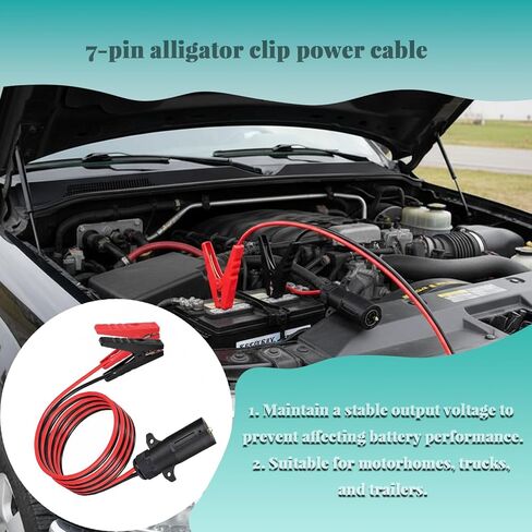 7-Pin Alligator Clip Power Cable, Trailer Plug to 12V Adapter for Quick Connections in RVs, Trucks, and Trailers 10 AWG 2-Pin Power Connector to Alligator Clip Cable - 6.5 Feet in Saudi Arabia