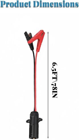 7-Pin Alligator Clip Power Cable, Trailer Plug to 12V Adapter for Quick Connections in RVs, Trucks, and Trailers 10 AWG 2-Pin Power Connector to Alligator Clip Cable - 6.5 Feet in Saudi Arabia
