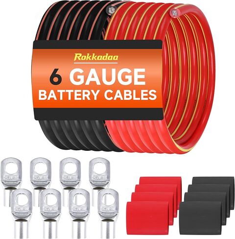 2/0 Gauge Battery Cable - 10 Feet Red & 10 Feet Black - 00 AWG Inverter Cables with Lug Terminals and Heatshrink Tubes for Truck, Trailer, RV, Solar Winch Power Wire in Saudi Arabia