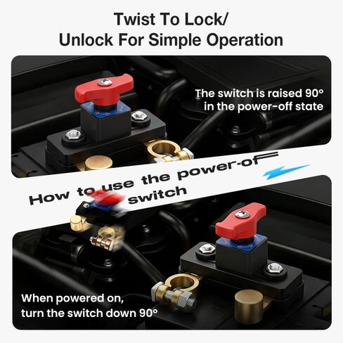 Battery Disconnect Leak Protector, 2026 New Automotive Battery Switch, Quick Disconnect Battery Terminal, Upgraded Manual Copper Batteries Isolator for Drivers (Copper) in Kuwait