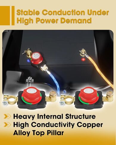 2 Pcs Top Post Battery Disconnect Switch 12V-48V Fit for Car RV Boat Marine RV and Vehicle, Heavy Duty Battery Shut Off Switches in Saudi Arabia
