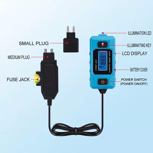 probador de Relay automotriz, Portable High-Precision 20A 48V Car Circuit Probe Tester with Led Display & Front Lighting, Car Relay Fuse Blade Checker for Various Vehicles in Saudi Arabia