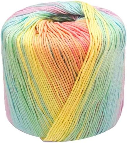 Healifty Pastel Rainbow Cotton Yarn 437 Gradient Lace Thread for DIY Knitting Crochet Embroidery Handcrafts in Kuwait