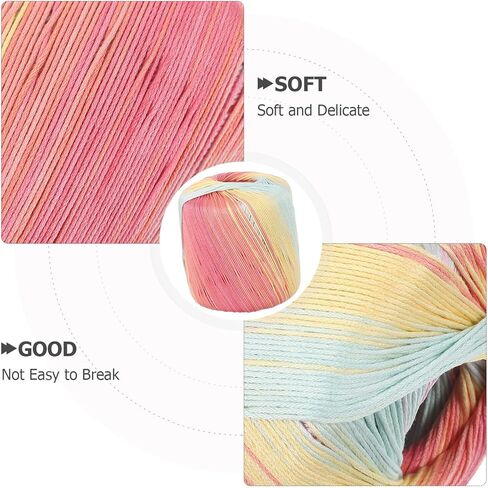 Healifty Pastel Rainbow Cotton Yarn 437 Gradient Lace Thread for DIY Knitting Crochet Embroidery Handcrafts in Kuwait