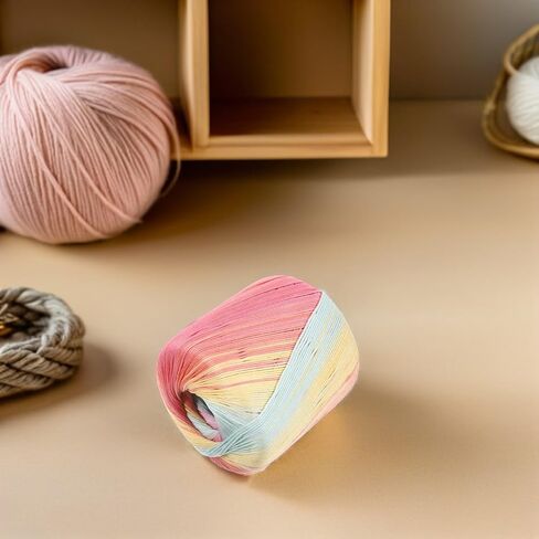 Healifty Pastel Rainbow Cotton Yarn 437 Gradient Lace Thread for DIY Knitting Crochet Embroidery Handcrafts in Kuwait