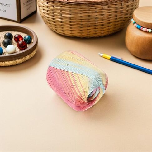 Healifty Pastel Rainbow Cotton Yarn 437 Gradient Lace Thread for DIY Knitting Crochet Embroidery Handcrafts in Kuwait