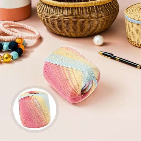 Healifty Pastel Rainbow Cotton Yarn 437 Gradient Lace Thread for DIY Knitting Crochet Embroidery Handcrafts in Kuwait