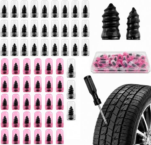 Vigorder 60PCS Screw in Tire Plugs with Screwdriver, Tire Plugs Screw Type Repair Kit for Cars, Motorcycles, Trucks & Bicycles, Self-Service Rubber Nail Patch Kit for Emergency Puncture Fix in Saudi Arabia