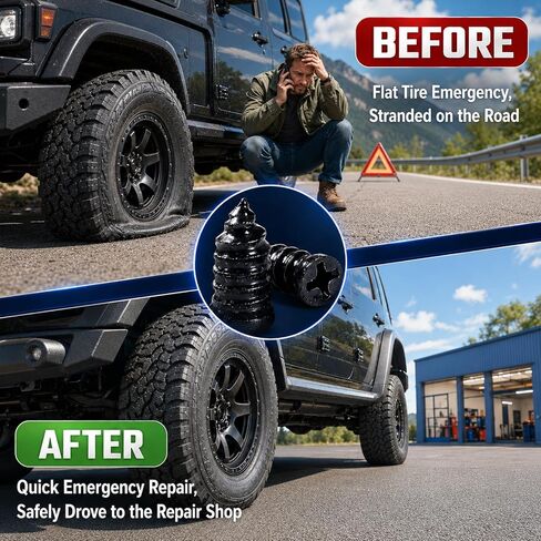 Vigorder 60PCS Screw in Tire Plugs with Screwdriver, Tire Plugs Screw Type Repair Kit for Cars, Motorcycles, Trucks & Bicycles, Self-Service Rubber Nail Patch Kit for Emergency Puncture Fix in Saudi Arabia