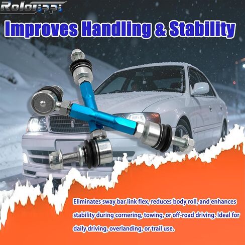 RoloTippi Rear Adjustable Sway Bar End Links 12mm Eyelet for Toyota 4Runner 2003-2024, for Toyota FJ Cruiser 2007-2014, for Lexus GX460 2010-2023, GX470 2003-2009 Length 165-210mm Rear Sway Bar Links in Kuwait