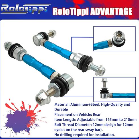 RoloTippi Rear Adjustable Sway Bar End Links 12mm Eyelet for Toyota 4Runner 2003-2024, for Toyota FJ Cruiser 2007-2014, for Lexus GX460 2010-2023, GX470 2003-2009 Length 165-210mm Rear Sway Bar Links in Kuwait