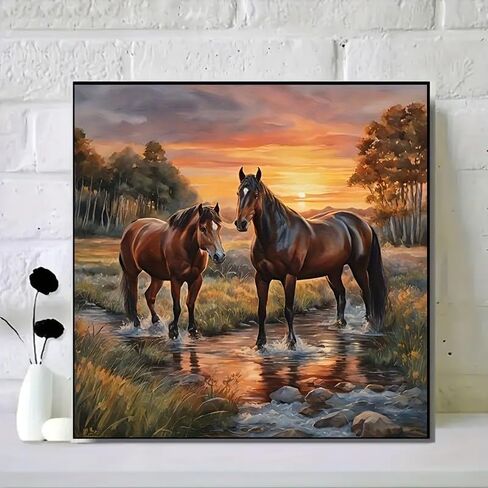 CXYQLC DIY 5D Animal Diamond Painting Kits for Adults, Horse Diamond Painting Full Drill Crystal Rhinestone Embroidery Craft Kits for Home Wall Decor Gifts 11.8x11.8inch in Saudi Arabia