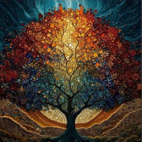 MOMDEDP Tree of Life Diamond Painting Kits for Adults,Full Drill Diamond Art Kits for Beginners,Round 5D DIY Diamond Dots Paintings, Diamonds Pictures Gem Art and Crafts Home Decor 12x12 Inch in Kuwait