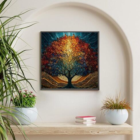 MOMDEDP Tree of Life Diamond Painting Kits for Adults,Full Drill Diamond Art Kits for Beginners,Round 5D DIY Diamond Dots Paintings, Diamonds Pictures Gem Art and Crafts Home Decor 12x12 Inch in Kuwait