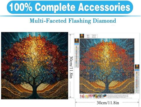 MOMDEDP Tree of Life Diamond Painting Kits for Adults,Full Drill Diamond Art Kits for Beginners,Round 5D DIY Diamond Dots Paintings, Diamonds Pictures Gem Art and Crafts Home Decor 12x12 Inch in Kuwait