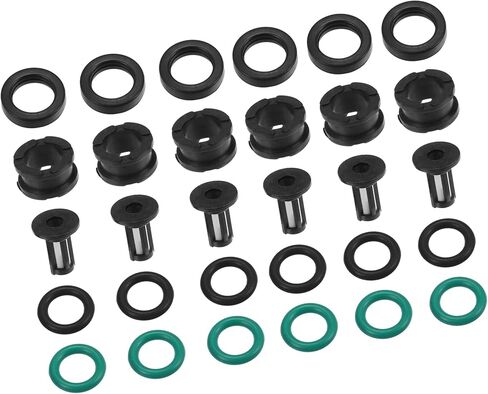 Fuel Injector O Rings Seals No.06164P8EA00 with Micro Filters Fuel Injector Repair Kit for Honda Odyssey Pilot 2001-2004 Rubber Black (Set of 6) Auto Accessories in Saudi Arabia