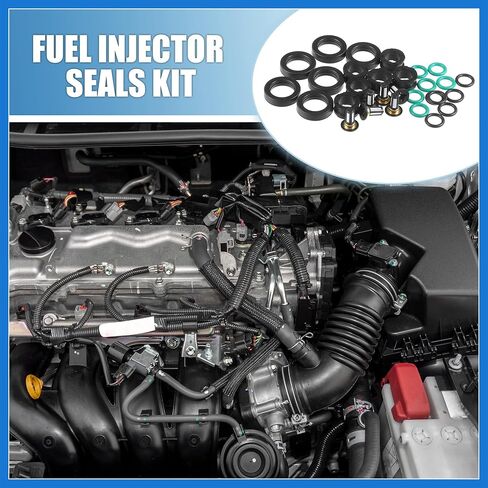Fuel Injector O Rings Seals No.06164P8EA00 with Micro Filters Fuel Injector Repair Kit for Honda Odyssey Pilot 2001-2004 Rubber Black (Set of 6) Auto Accessories in Saudi Arabia