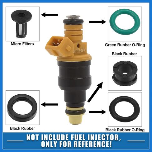 Fuel Injector O Rings Seals No.06164P8EA00 with Micro Filters Fuel Injector Repair Kit for Honda Odyssey Pilot 2001-2004 Rubber Black (Set of 6) Auto Accessories in Saudi Arabia