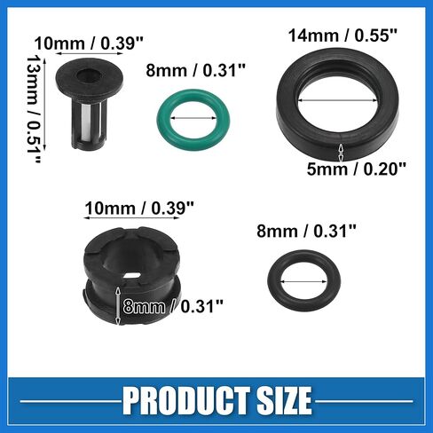Fuel Injector O Rings Seals No.06164P8EA00 with Micro Filters Fuel Injector Repair Kit for Honda Odyssey Pilot 2001-2004 Rubber Black (Set of 6) Auto Accessories in Saudi Arabia